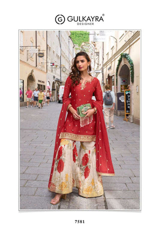 VARMAN DESIGNER SALWAR KAMEEZ FOR WOMEN READT TO WEAR CHINON SILK EMBROIDERY WITH LAZE WORK FULLY STITCHED ID : 10435352330522