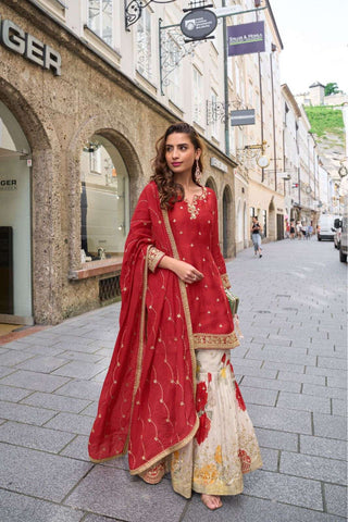 VARMAN DESIGNER SALWAR KAMEEZ FOR WOMEN READT TO WEAR CHINON SILK EMBROIDERY WITH LAZE WORK FULLY STITCHED ID : 10435352330522