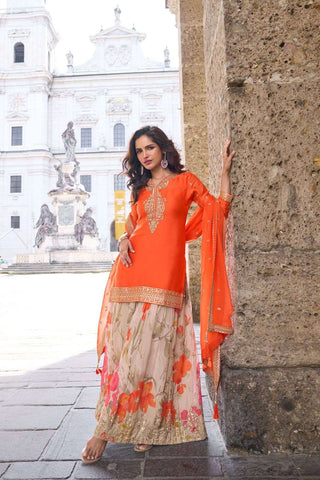 VARMAN DESIGNER SALWAR KAMEEZ FOR WOMEN READT TO WEAR CHINON SILK EMBROIDERY WITH LAZE WORK FULLY STITCHED ID : 10435352330522