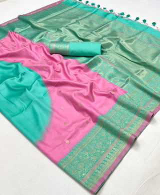 handloom-weaving-silk-sarees-color-pink-green-2