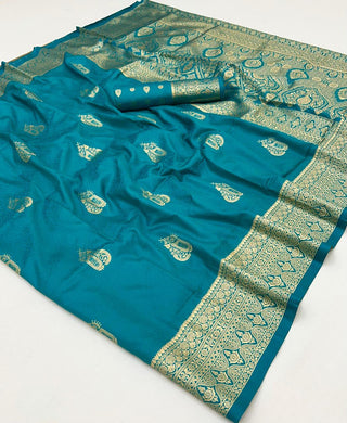 handloom-weaving-silk-sarees-with-brocade-blouse-color-blue-3