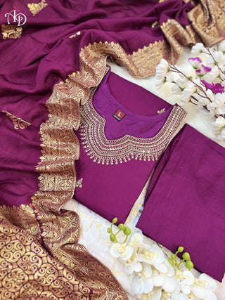 heavy-banana-chanderi-silk-kurti-pant-dupatta-suit-set-with-hand-embroidery-zari-weaving-work-color-purple-3