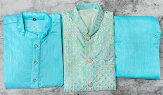 heavy-banglori-silk-men-kurta-pyjama-koti-set-embroidery-sequence-work-color-blue-2