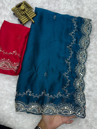 heavy-georgette-sarees-with-sequence-foil-print-work-color-blue-2