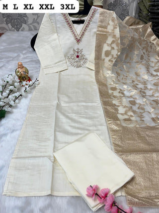 heavy-pure-muslin-viscose-kurti-pant-dupatta-set-with-hand-embroidery-jacquard-work-color-white-1