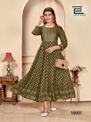 heavy-rayon-anarkali-style-long-gown-with-print-work-color-army-green