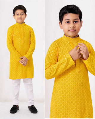 heavy-rayon-boys-kurta-pyjama-set-chikankari-work-color-yellow