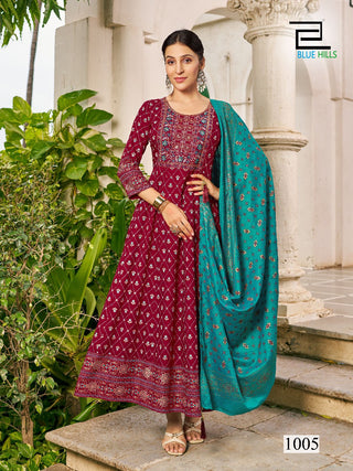 heavy-rayon-long-gown-dupatta-with-embroidery-print-work-color-maroon-1