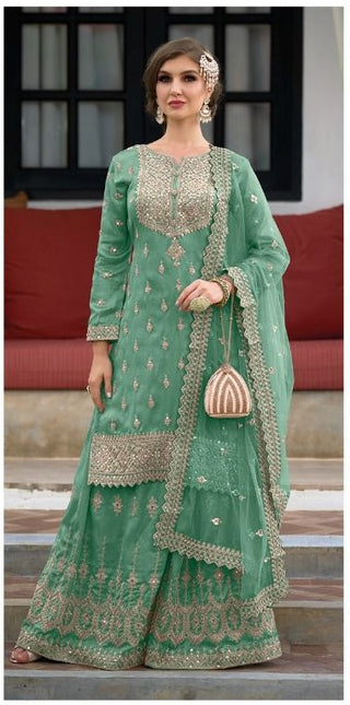 heavy-silk-kurti-gharara-dupatta-set-sequins-embroidery-work-color-green