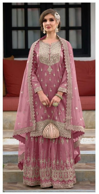heavy-silk-kurti-gharara-dupatta-set-sequins-embroidery-work-color-pink