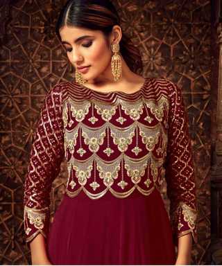 2-4 Days Delivery! Pure Georgette top and Santoon bottom gown with  Embroidery Work, Listing ID: 9975772709146