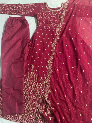 Varman Indian Dresses for Women Party Wear Gown Kurtis Suit Georgette with Embroidery Work  Maroon Color Bridal, Listing ID: 8857556943130