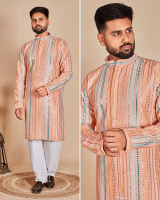 Varman Indian Men Kurta Pyjama  Ready to Wear Georgette Fabric Party Wear, Listing ID: PRE8955554824474
