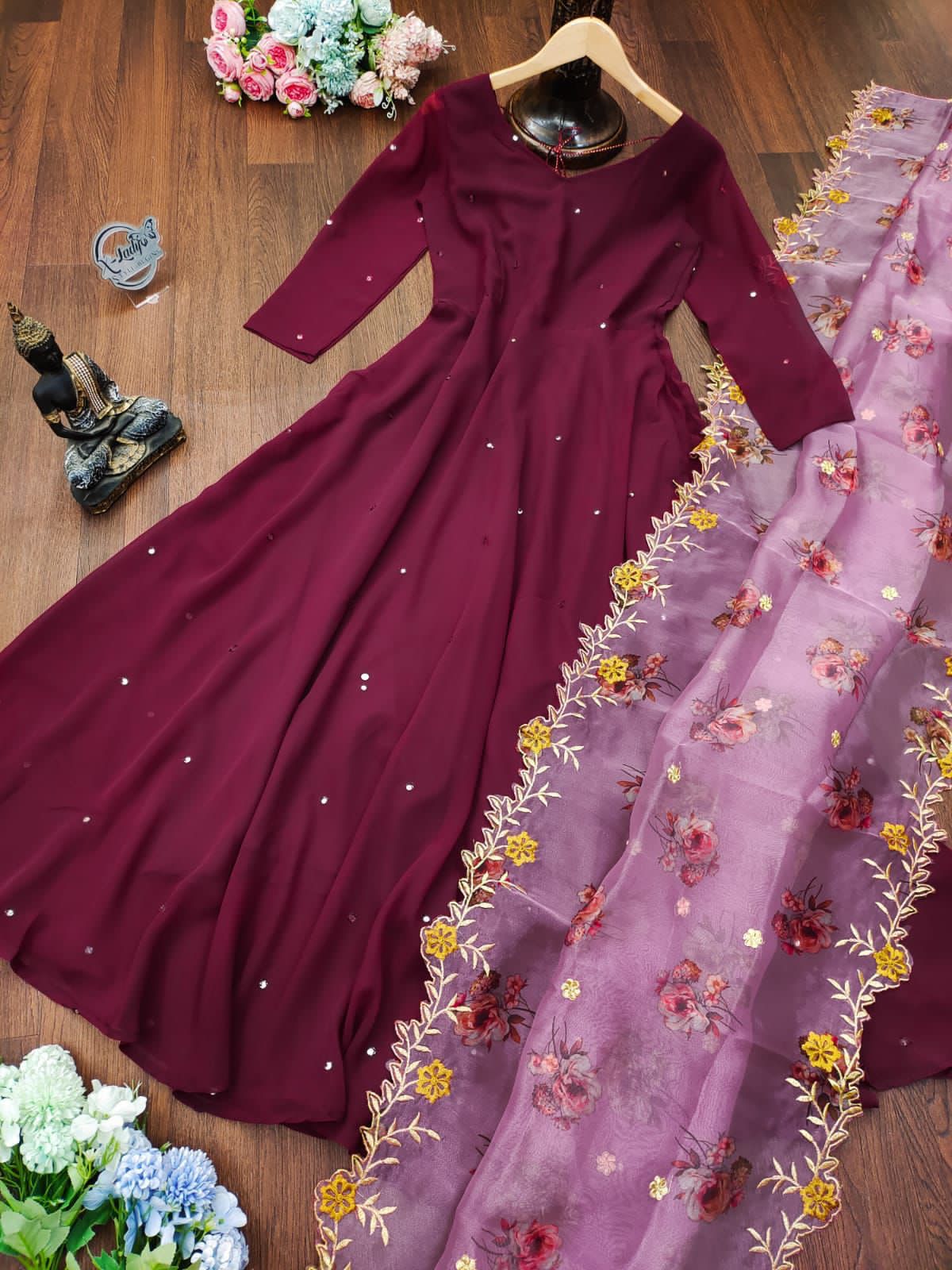 Ship From India! Varman Dresses For Women Party Wear Gown Kurtis Suit Georgette with Embroidery Maxi, Listing ID: PRE8953064620314 Brown / M Ship From India! Varman Dresses For Women Party Wear Gown Kurtis Suit Georgette with Embroidery Maxi, Listing ID: PRE8953064620314 Brown / M