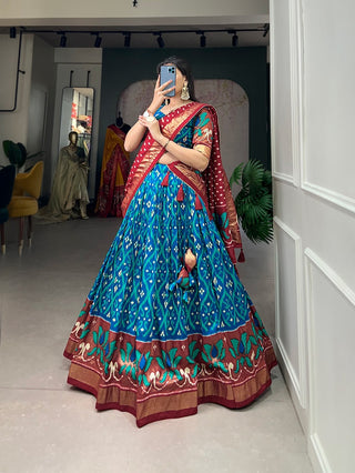indian-women-lehenga-choli-tussar-silk