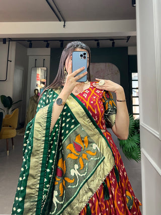 indian-women-lehenga-choli-tussar-silk
