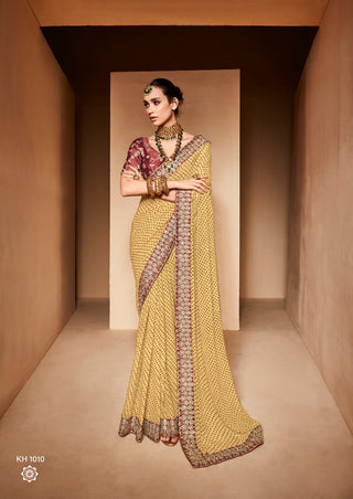 Varman Traditional Indian Saree for Women Ready to Wear Saree Soft Georgette with Embroidery Border Party Wear Fully Stitched Blouse, Listing ID: PRE8962401567002