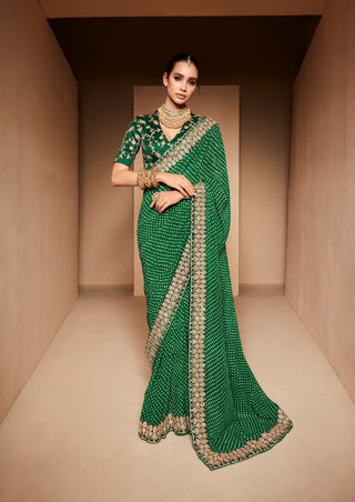 indian-women-saree-embroidery-border-blouse-green