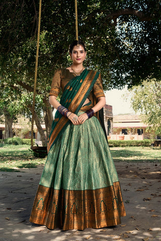 jacquard-silk-lehenga-choli-dupatta-set-zari-weaving-work-color-green-1