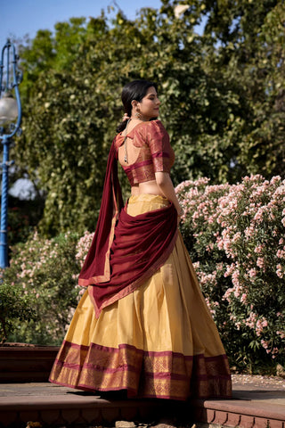 1-4 Days Delivery! Varman Lehenga For Women / Girls Ready To Wear Lehenga Choli Dupatta Set Kanchipuram With Zari Weaving Work Party Wear Fully Stitched Blouse, Listing ID: 9822704664858