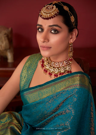  kanchivaram-saree-with-copper-zari-work-color-turquoise-2