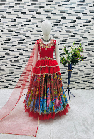 kediya-style-lehenga-choli-dupatta-set-embroidery-sequence-work-soft-printed-color-red-1