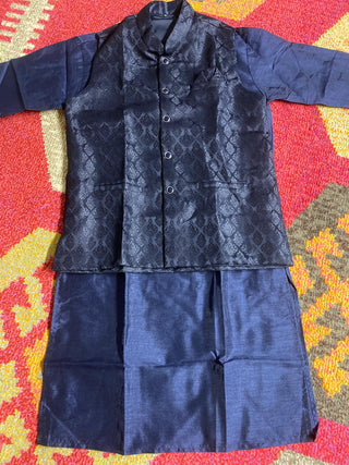 koti-kurta-pyjama-set-silk-with-jacquard-color-navy-blue-1