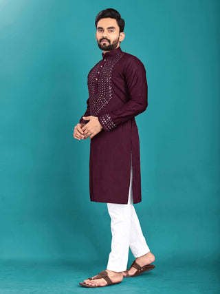 kurta-pyjama-set-silk-with-mirror-hand-work-color-chocolate-1