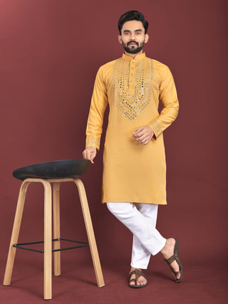 kurta-pyjama-set-silk-with-mirror-hand-work-color-mustard-1