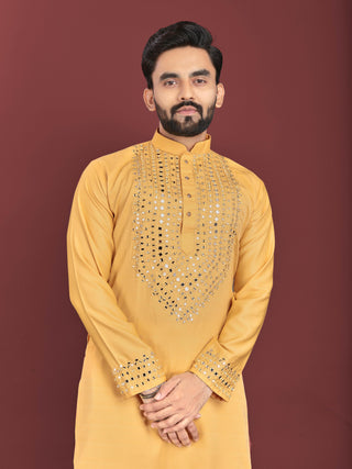 kurta-pyjama-set-silk-with-mirror-hand-work-color-mustard-2