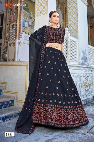 VARMAN DESIGNER BLACK LEHENGHA CHOLI WITH SEQUIN AND EMBROIDERY WORK FOR WOMEN READY TO WEAR FULLY STITCHED ID :10442038804762