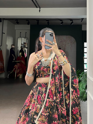 lehenga-choli-dupatta-set-chiffon-zari-floral-foil-print-embossed-design-gotta-patti-lace-work-color-black-2