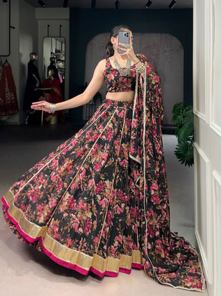 lehenga-choli-dupatta-set-chiffon-zari-floral-foil-print-embossed-design-gotta-patti-lace-work-color-black-3
