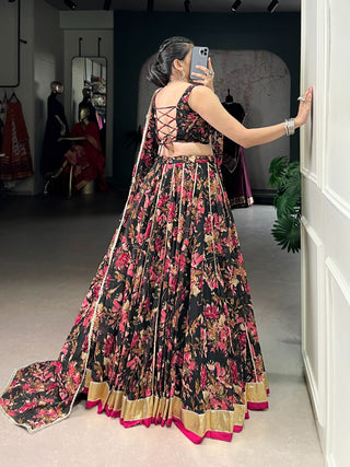 lehenga-choli-dupatta-set-chiffon-zari-floral-foil-print-embossed-design-gotta-patti-lace-work-color-black-4
