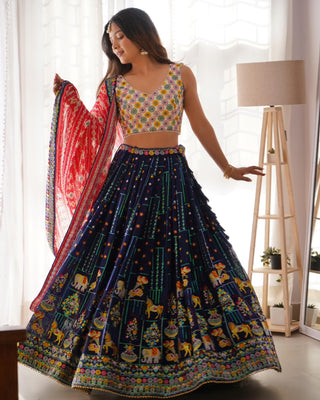 lehenga- choli -dupatta-set-faux-georgette-sequence-thread-digital-print-lace-work-color-navy-blue-1