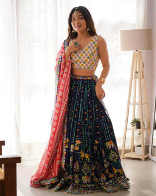 lehenga- choli -dupatta-set-faux-georgette-sequence-thread-digital-print-lace-work-color-navy-blue-3