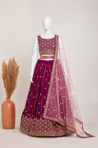 lehenga- choli-dupatta-set-heavy-georgette-sequins-embroidery-work-color-maroon