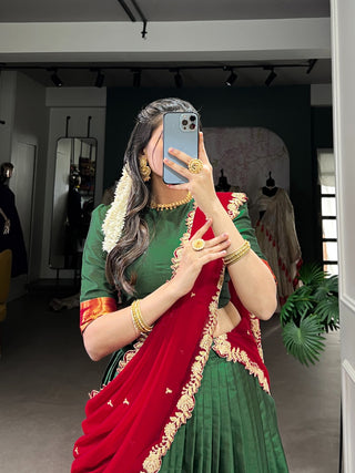 lehenga-choli-dupatta-set-narayan-pattu-zari-weaving-sequence-embroidery-work-color-green-red-4
