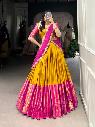 lehenga-choli-dupatta-set-narayan-pattu-zari-weaving-sequence-embroidery-work-color-yellow-magenta-2