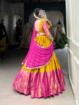 lehenga-choli-dupatta-set-narayan-pattu-zari-weaving-sequence-embroidery-work-color-yellow-magenta-3