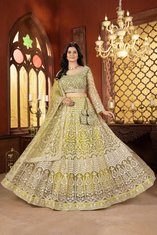 lehenga- choli -dupatta-set-net-embroidery-sequence-work-color-green-2