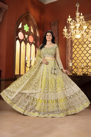 lehenga- choli -dupatta-set-net-embroidery-sequence-work-color-green-4