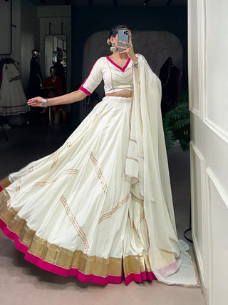 lehenga- choli -dupatta-set-pure-rayon-embossed-design-with-gota-patti-lace-work-color-white-2