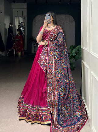 lehenga-choli-dupatta-set-tasar-silk-gamthi-print-embossed-design-gotta-patti-lace-color-magenta-1