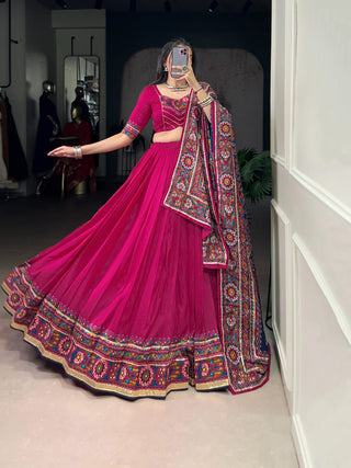 lehenga-choli-dupatta-set-tasar-silk-gamthi-print-embossed-design-gotta-patti-lace-color-magenta-2