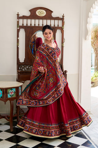 Ship From India! Varman Navaratri, Garba Lehenga For Women Ready To Wear Lehenga Choli Dupatta Set Tasar Silk Party Wear Fully Stitched Blouse, Listing ID: PRE9988004708634