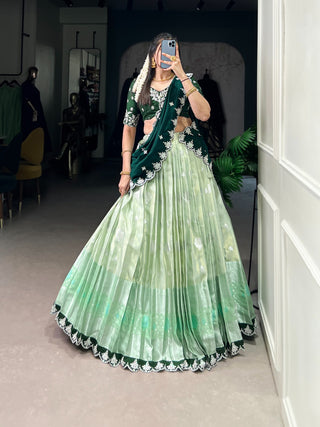 lehenga-choli-dupatta-set-zari-kota-banglory-vichitra-silk-zari-weaving-sequins-thread-embroidery-work-color-green-1