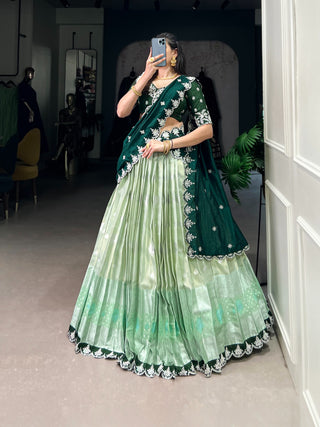 lehenga-choli-dupatta-set-zari-kota-banglory-vichitra-silk-zari-weaving-sequins-thread-embroidery-work-color-green-2