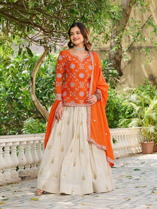 lehenga-kurti-dupatta-set-pure-tissue-silk-chinon-coding-sequins-embroidery-work-color-orange-2