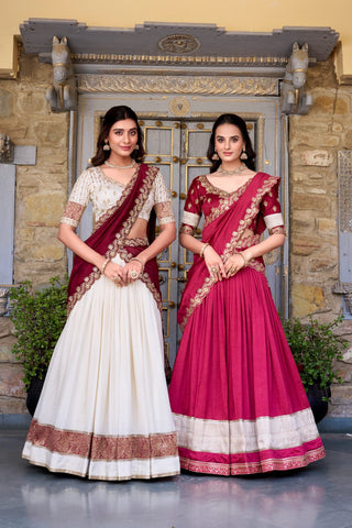 lehenga-kurti-dupatta-set-pure-vichitra-silk-zari-weaving-sequins-lace-work-2